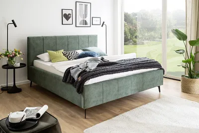 Produktbild von Polsterbett Doppelbett Bett Lizzano mit Stoffbezug Cloud 33 grün-180 x 200 cm