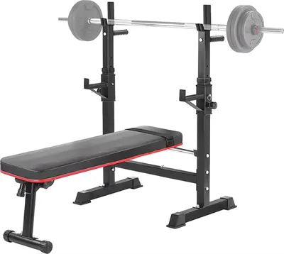 Immagine prodotto di Panca pesi multifunzionale - Bilanciere e rack per squat regolabili - Panca fitness per panca, dip, sit-up - Ripiegabile - Carico massimo 200 kg