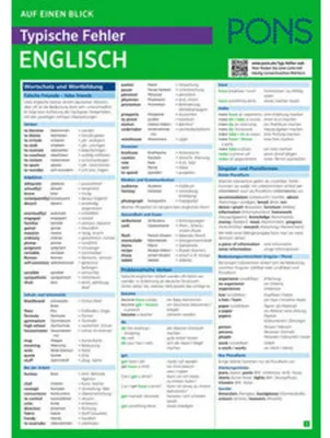 Zdjęcie produktu dla PONS Typische Fehler auf einen Blick Englisch