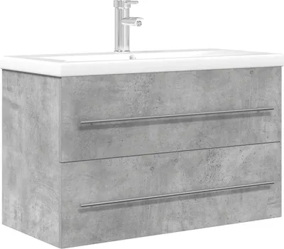 Immagine prodotto di Set Mobili da Bagno 2 pz Grigio Cemento in Legno Multistrato