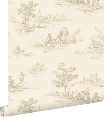 Obrázek produktu pro ESTAhome Koberec Toile de Jouy, šedý 53 cm x 10,05 m