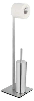 Produktbild von WENKO Stand WC Garnitur Edelstahl Toilettenbürste Toilettenpapierhalter RECCO