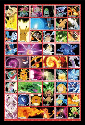 Immagine prodotto di Pokemon - Pokémon - Poster - Mosse + cornice rimovibile, Shinsuke® Maxi MDF nero, disco acrilico