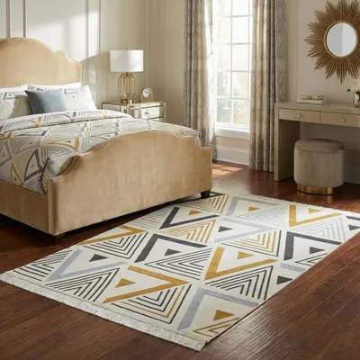 Produktbild von Kelim Arya 18 yellow-grey (80x150 cm), KI-generiertes Bild
