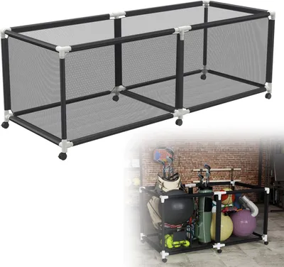 A storage bin for pool toys and sports equipment.