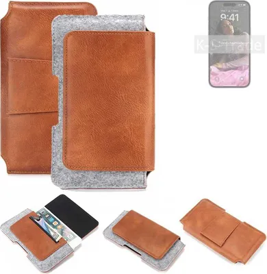Produktbild von K-S-Trade Handyhülle Schutzhülle kompatibel mit Apple iPhone 14 Pro Gürteltasche Holster Gürtel Tasche Smartphone Tasche Handy Hülle Polyurethan+ Filz,