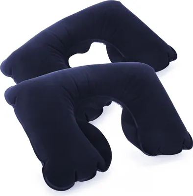 Produktbild von com-four® 2X Aufblasbares Nackenstützkissen - praktisches Nackenhörnchen zum Aufpusten ideales Reise Kissen für unterwegs (2 Stück blau)