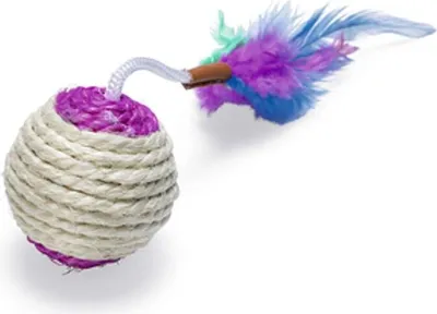 Produktbild von Karlie Spielbälle mit Feder und Rassel - Katzenspielzeug - Sisal - Sortiert - Durchm. 6 cm