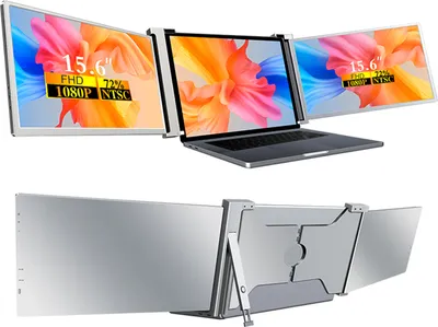 Image de Écran d'extension de moniteur d'ordinateur portable 15,6 pouces, triple écran portable, installation facile pour les ordinateurs portables 15-17 pouces