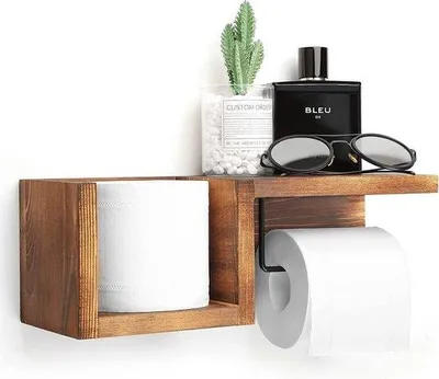Produktbild von Famanu WC Papierhalter - Natürliches Holz, platzsparendes Design
