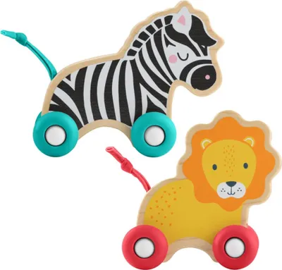 Image de Fisher Price Animaux en bois à gratter Lion et Zèbre