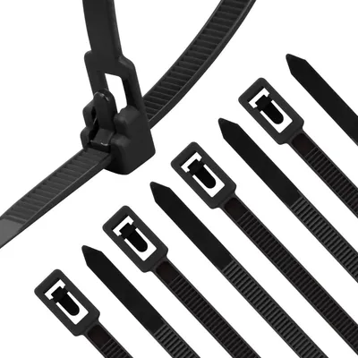 Produktbild von Kabelbinder Wiederverwendbar 100 Stück 400mm x 7.6mm UV- & Hitzebeständig Schwarz