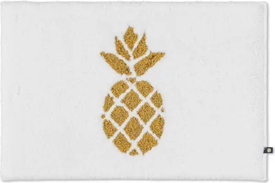 Produktbild von Rhomtuft Badteppich Ananas eckig  70 x 150 cm  Farbe  weiss/curry-goldlurex