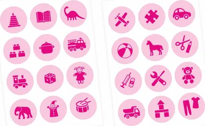 Produktbild von Möbelaufkleber Ordnungssticker für Spielzeug PINK/ ROSA