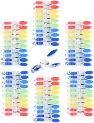 Produktbild von mucHome 100 Stück Softgrip Wäscheklammern Kluppen Wäscheklammer extra Stark in 5 Farben aus stabilen Kunststoff für Wäsche Hosen T-Shirts Unterwäsche