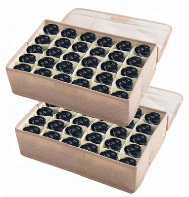 Produktbild von Kleiderschrank-Organizer Schubladen-Organizer Faltbox - 2 Stück - 60 Fächer - Faltbar - Stoff