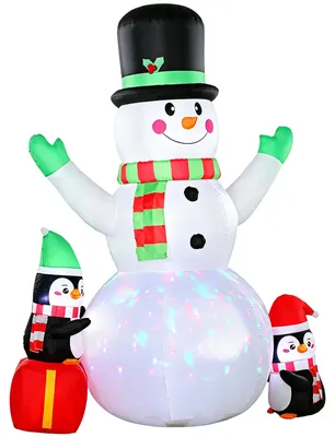 Produktbild von Outsunny Aufblasbarer Weihnachts-Schneemann, 243 cm, mit buntem LED-Licht