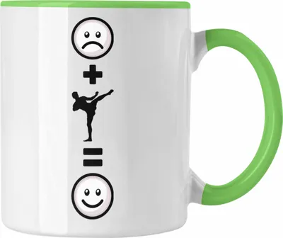 Produktbild von Trendation - Kickboxen Kampfsport Tasse Geschenk für Kickboxer Muay Thai  :( + Kickboxen = :) Lustige Geschenkidee Geburtstag (Grün)