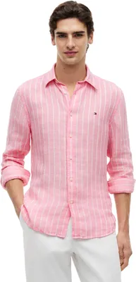 Produktbild von Tommy Hilfiger Herren Hemd Linen Textured Regular Fit, Rosa (Doll Pink/Stripe), XS