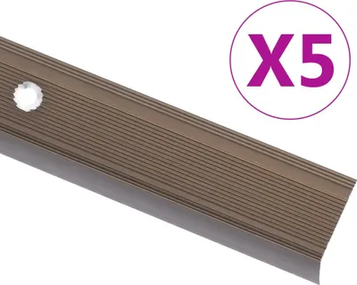 Image de vidaXL Nez de marche en L 5 pcs. Aluminium 100cm Marron