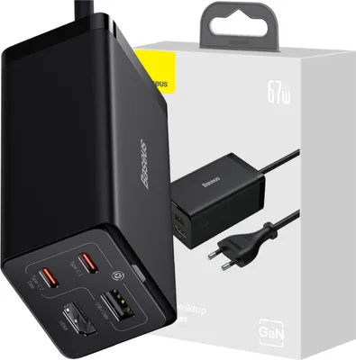 Immagine prodotto di Gan5 Caricatore Baseus Ccgp110201 Hub Hdmi 2X Usb-C / Usb-A / Hdmi 4K 30Hz 1,5M - Nero + Usb-C - Cavo Usb-C 100W 1M