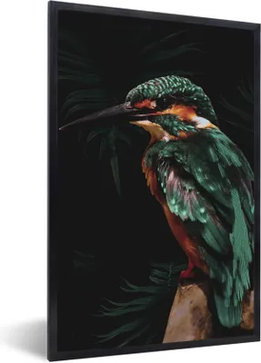 Produktbild von MuchoWow® MuchoWow® Gerahmtes Poster Eisvogel - Zweig - Bunt 60x90 cm - Poster mit zchwarzem Bilderrahmen - Kunst
