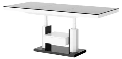 Produktbild von Design Couchtisch Tisch mit Schublade HM-120 Hochglanz stufenlos höhenverstellbar ausziehbar Esstisch