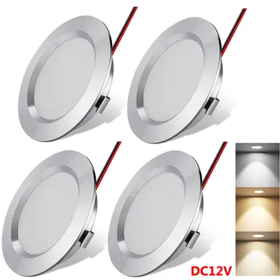 Produktbild von 4X 3W Led zapuštěné reflektory ploché teplé bílé 12V Led reflektory stropní světlo zapuštěné světlo stříbrné stropní reflektory pro koupelnu kuchyň obývací pokoj