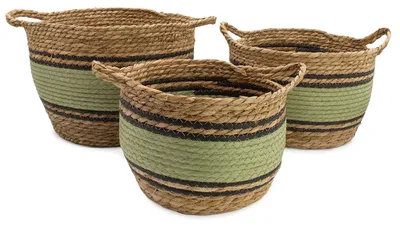 Immagine prodotto di Cesti grandi in cotone e iuta, nei colori naturale, nero e verde, set da 3