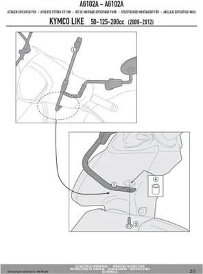 Immagine prodotto di Kit di montaggio Givi A6102A per parabrezza 6102AG per Kymco Like 50-125-200i (09>16)
