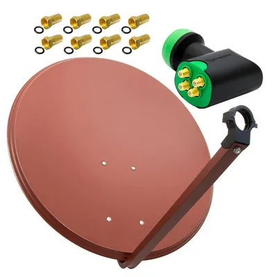 Produktbild von PremiumX SAT Anlage 80cm Antenne GreenDiamond Quad LNB 8x F-Stecker
