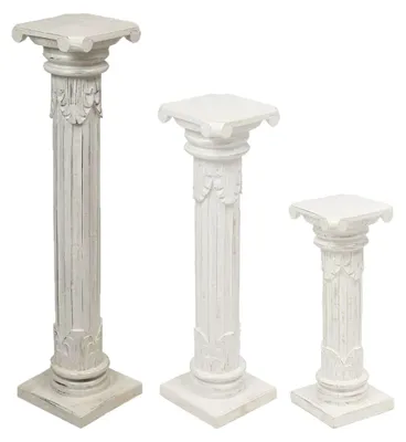 Produktbild von Säule Antike Blumensäule Dekosäule Ständer Sockel Podest Blumenständer Holz in vielen verschiedenen Designs , Säulen Variante Antik:Weiß 100 cm