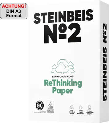 Produktbild von Steinbeis Kopierpapier No.2 ISO 80 K1501666080 B A3 500 Blatt Packung mit 5 Stück