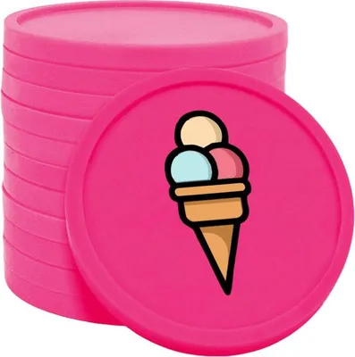 Immagine prodotto di Monete gelato CombiCraft rosa neon Ø29mm stampate su un solo lato 100 pezzi