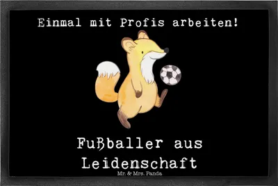 Produktbild von Mr. & Mrs. Panda Schmutzmatte Fußballer Leidenschaft 40 x 60 cm - Schwarz - Geschenk, Glücksbringer, Schmutzfangmatte, fußmatte, abstreifer, Bodenvorleger, Fussmatte