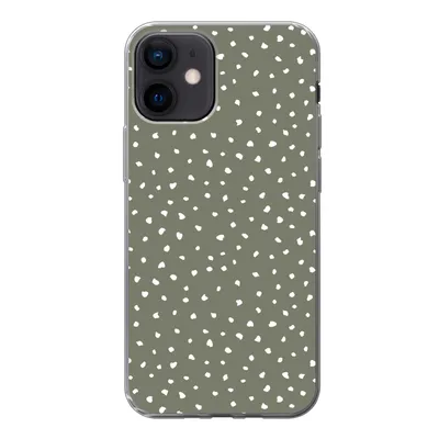 Produktbild von MuchoWow® Handyhülle Schutzhülle Hülle für iPhone 12 Polka dots - Grün - Weiß Silikon Softcase Handy Hülle - Schutzhülle