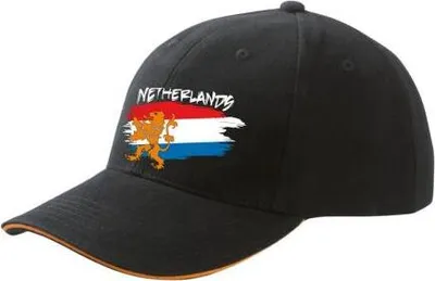 Produktbild von Baseballcap mit Textildruck - wehende Fahne Niederlande - 50187 schwarz