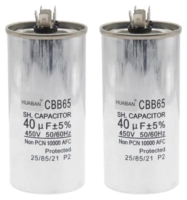 Kondensator 40 µF, 450 V, 50/60 Hz, Aluminium, 2 Stück