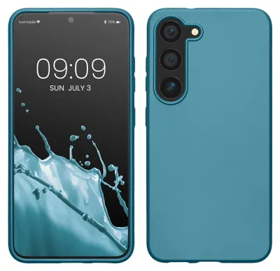 Produktbild von kwmobile Handyhülle für Samsung Galaxy S23 Hülle - Silikon Case metallisch schimmernd - Schutzhülle Cover - Metallic Karibikblau