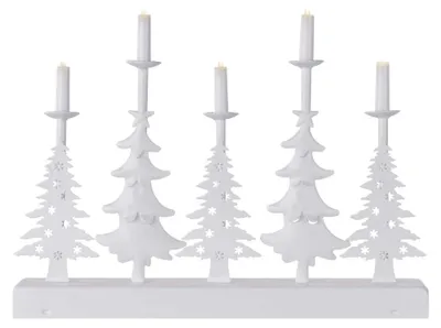Produktbild von LED-Weihnachtsleuchter mit Bäumen und Kerzen, Warmweiß, 24 cm, mit Timer