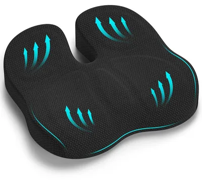 Produktbild von Orthopädisches Sitzkissen, ergonomisches Sitzkissen für Bürostühle, Steißbeinkissen zur Entlastung, bequemes Stuhlkissen, Sitzkissen für Auto und Büro – Schwarz