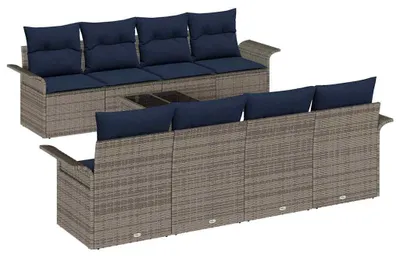 Imagen del producto de vidaXL Juego de sofás de jardín, 9 piezas, color gris, tejido de polirratán