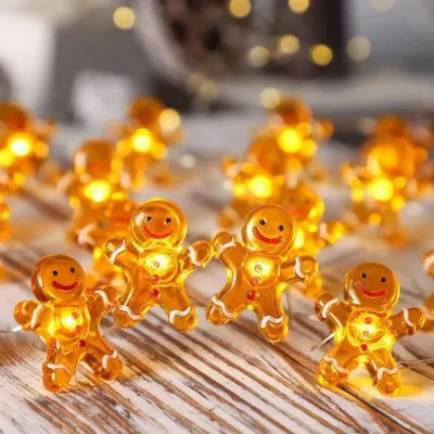 Lichterkette 30 warmweiße LEDs 3 m batteriebetrieben (Lebkuchenmann)
