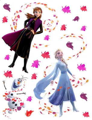 Image de Sticker mural Disney La Reine des Glaces Anna & Elsa bleu, violet et marron - 600169 - 65 x 85 cm
