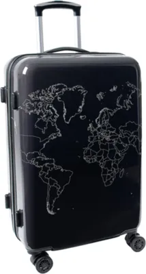 Produktbild von Reisekoffer Weltkarte Schwarz Hartschalentrolley Mittelgroß Trolley Bowatex