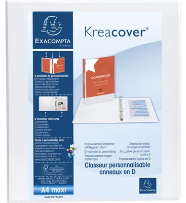 Image de Exacompta 10x Classeur PP 4 anneaux en D 15mm A4 maxi Blanc 51840E