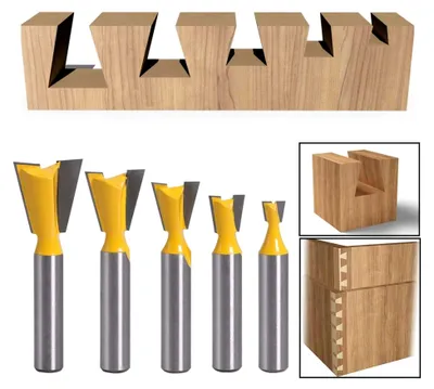 Produktbild von 5 Stück Schwalbenschwanzfräser Set mit 8 mm Schaft