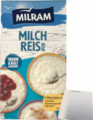 Produktbild von Milram Milchreis pur warum und kalt zu genießen (1kg Packung) + usy Block