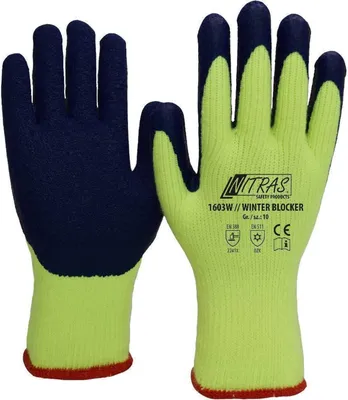 Produktbild von NITRAS WINTER BLOCKER, Winterhandschuhe, neongelb / blau, EN 388, EN 511 Baumwoll-Schlingengewebe, Größe 11 | Packung (12 Paare)