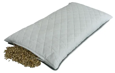 Produktbild von Bio-Dinkelspelzkissen 40x80cm Steppware weiß, Kissen direkt befüllt mit Dinkelspelz aus Bio-Anbau